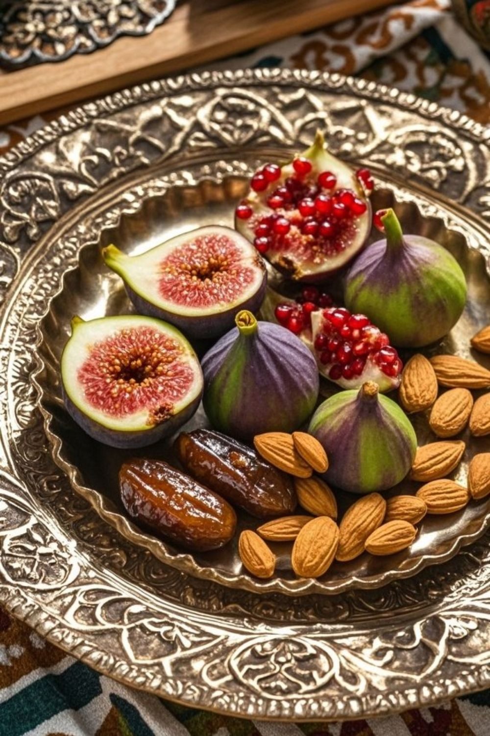 Maroc · le plateau de laiton, les figues, les dattes